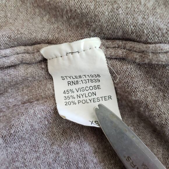 Dreamers Basic Sweater Heather Mocha Oversized Viscose Blend V-Neck Women XS - Picture 10 of 10